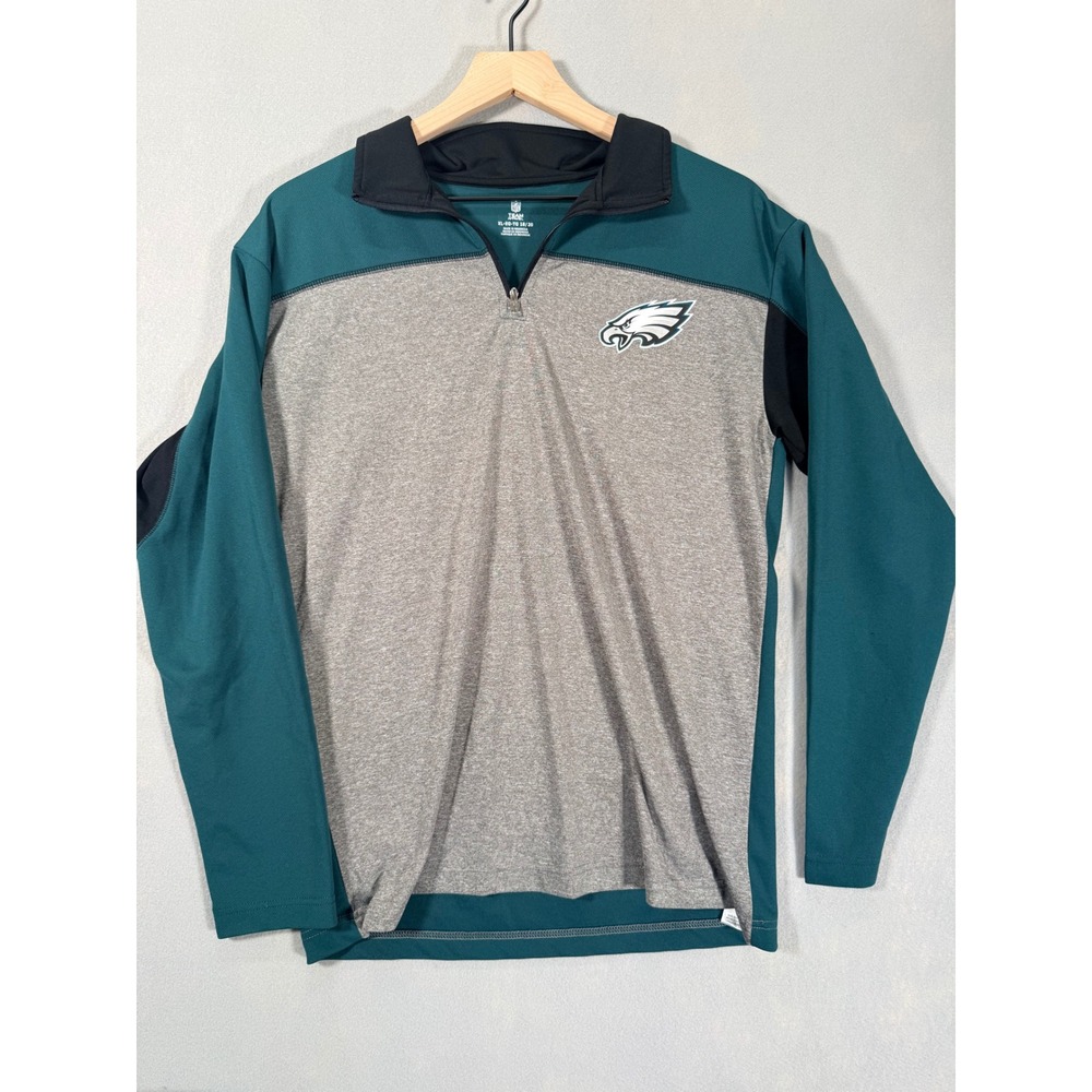 NFL Philadelphia Eagles Quarter Zip Pullover XL Gray Green Performance Shirt